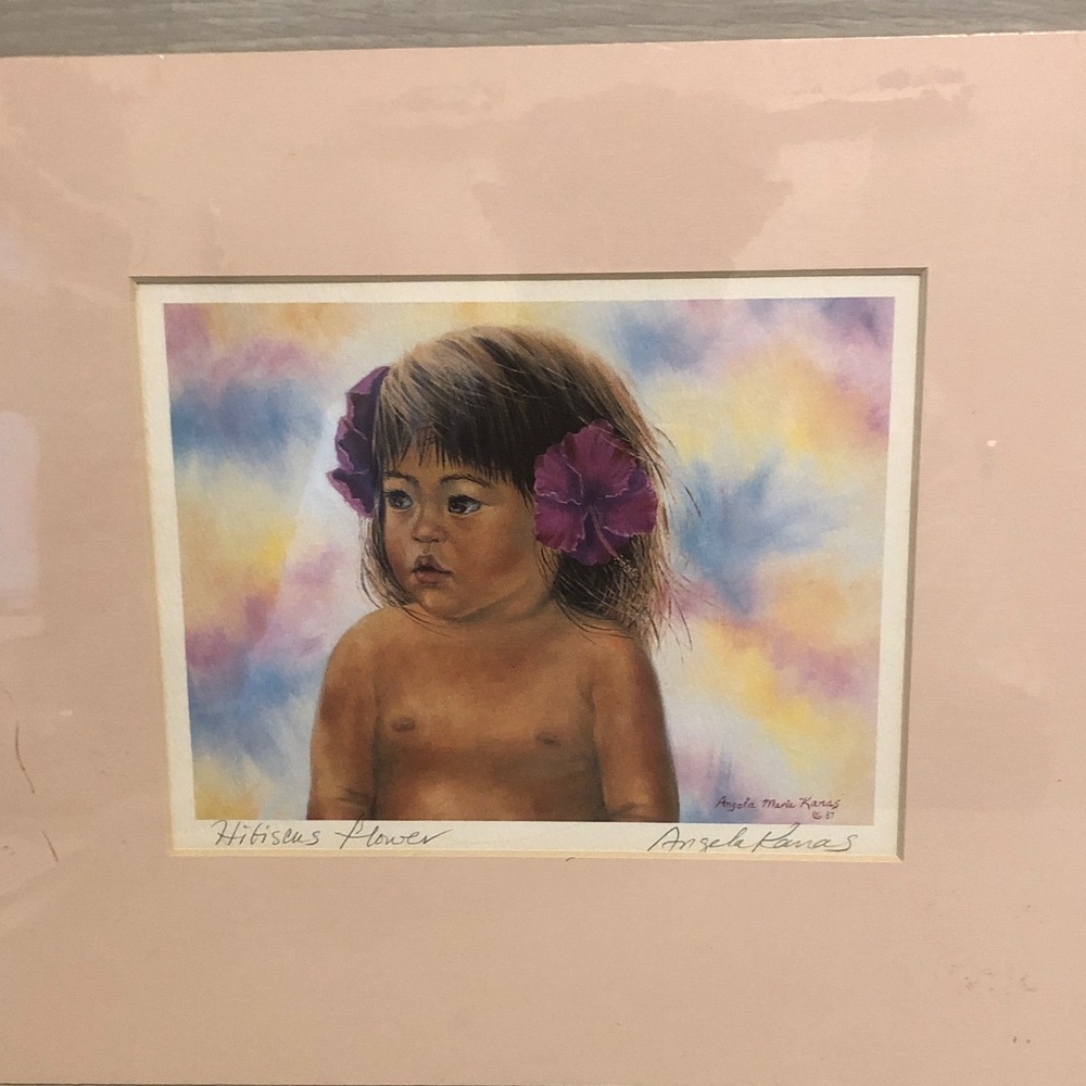 "Hibiscus Flower" signed by artist Angela Marie Kanas Ready to Frame Pls Read